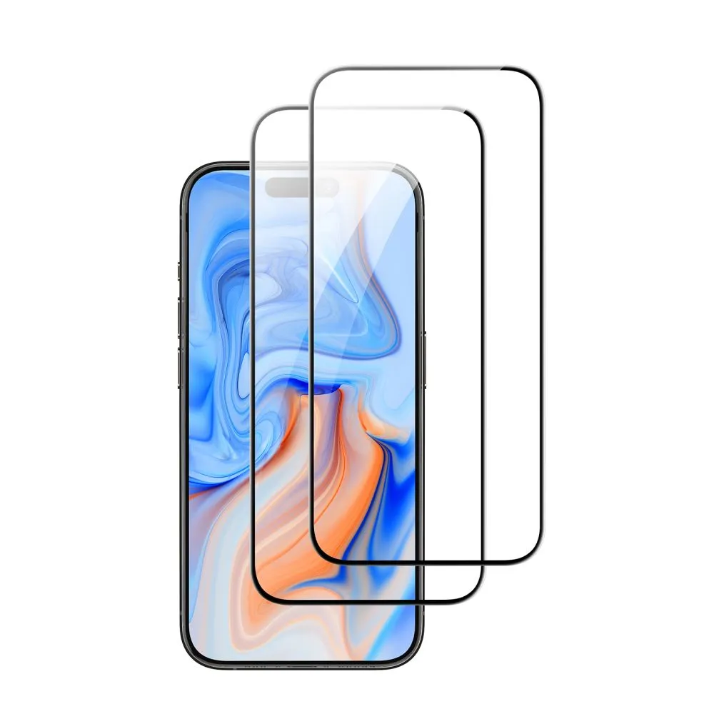 ESR 2-Pack Tempered Glass Screen Protector for Apple iPhone 15 - Black
