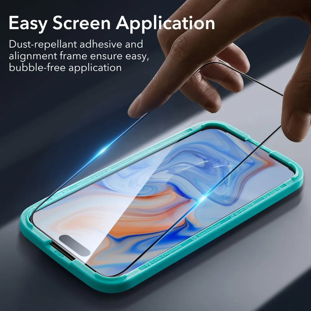 ESR 2-Pack Tempered Glass Screen Protector for Apple iPhone 15 - Black