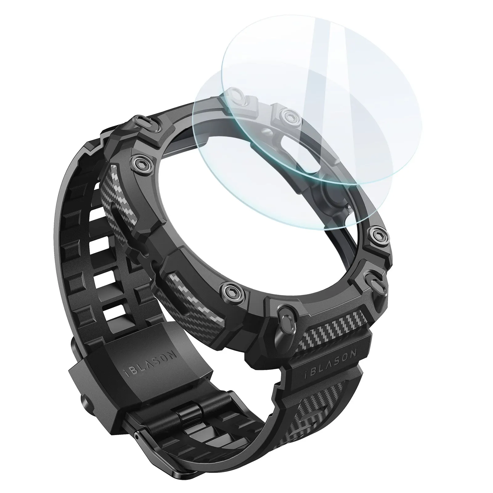 Galaxy Watch7 Ultra Classic 47mm Armorbox Case with Tempered Glass Screen Protectors - Black
