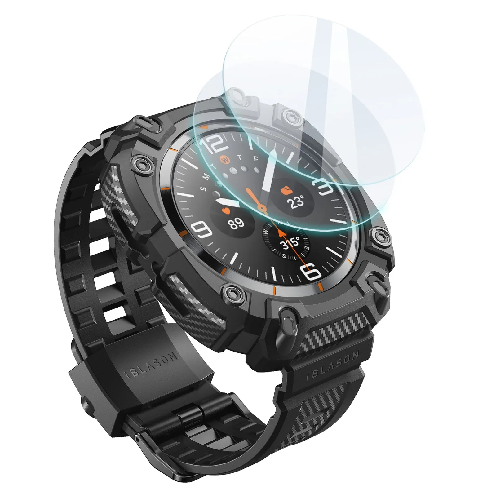 Galaxy Watch7 Ultra Classic 47mm Armorbox Case with Tempered Glass Screen Protectors - Black