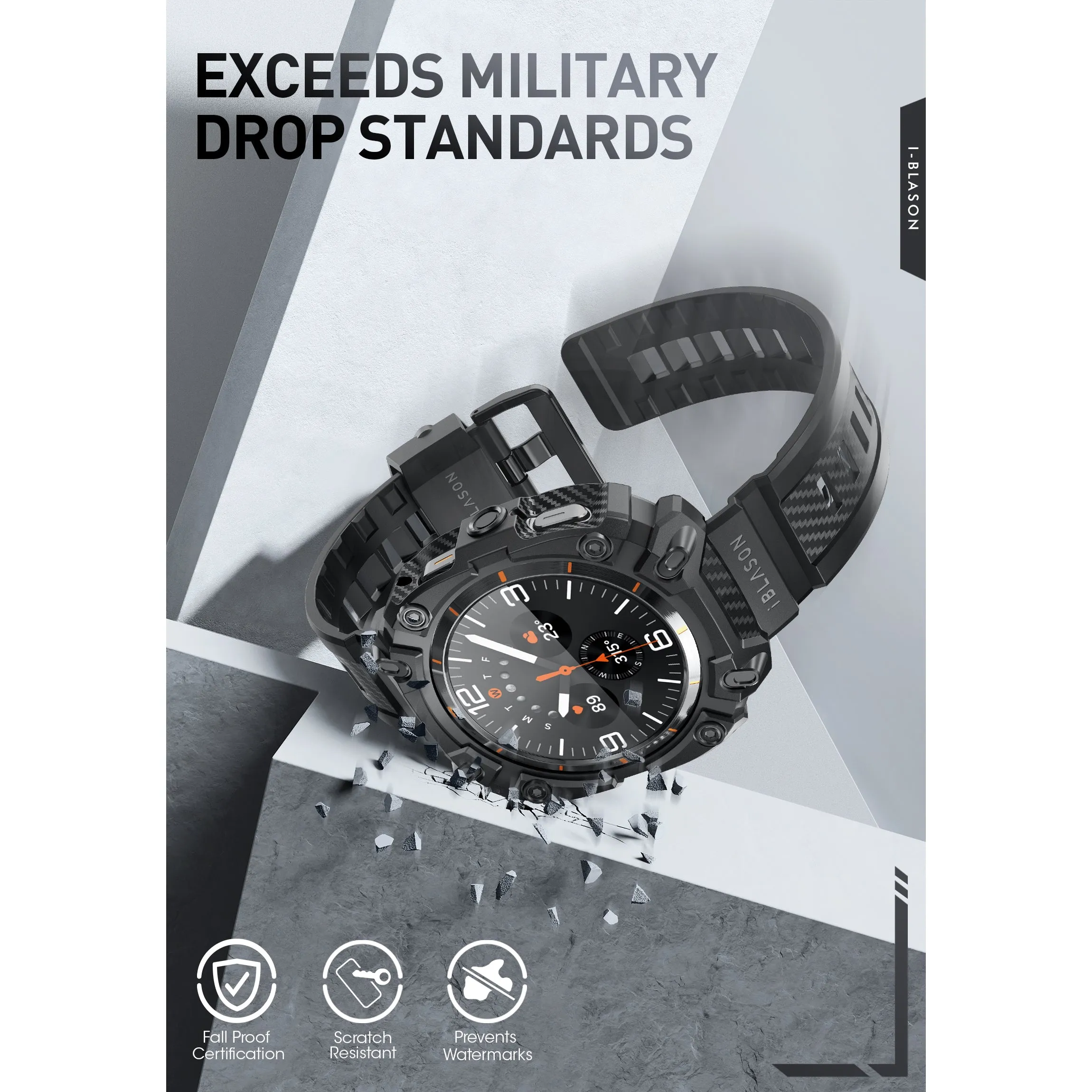 Galaxy Watch7 Ultra Classic 47mm Armorbox Case with Tempered Glass Screen Protectors - Black