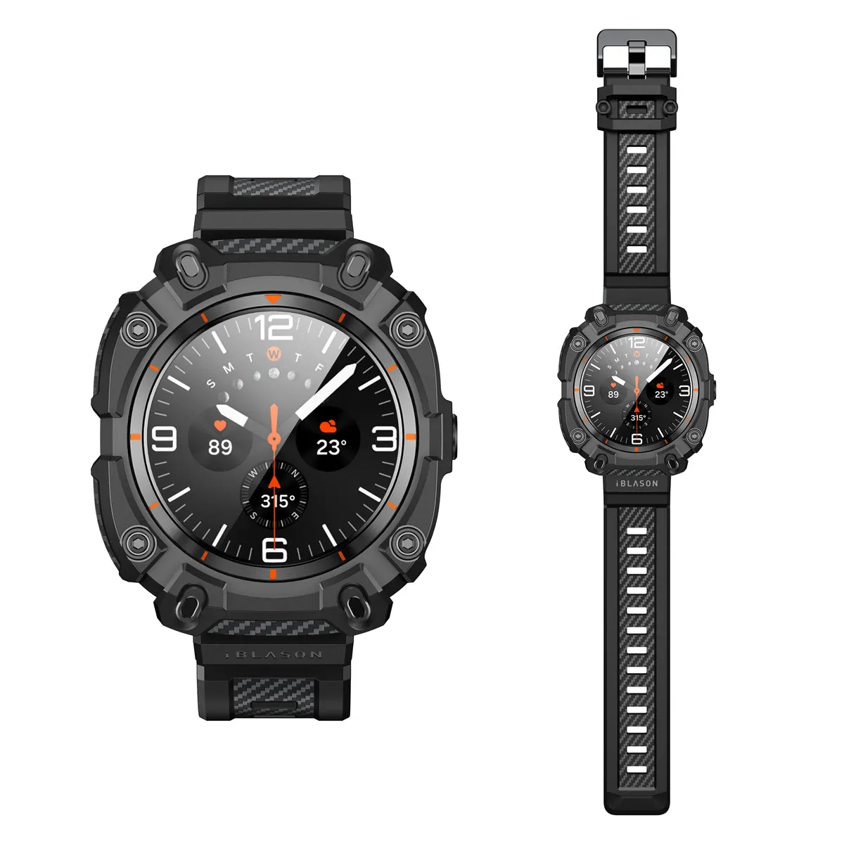 Galaxy Watch7 Ultra Classic 47mm Armorbox Case with Tempered Glass Screen Protectors - Black