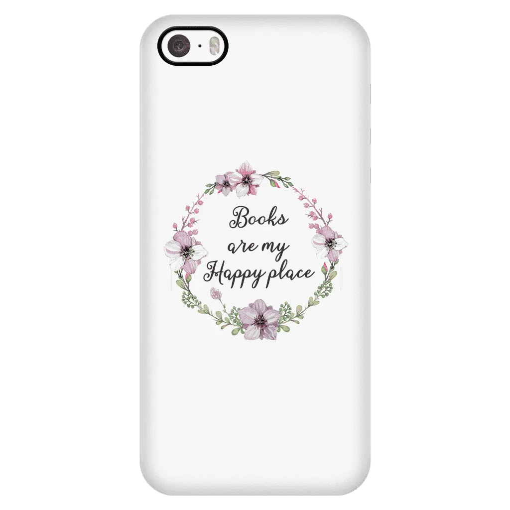 My happy place floral phone case white