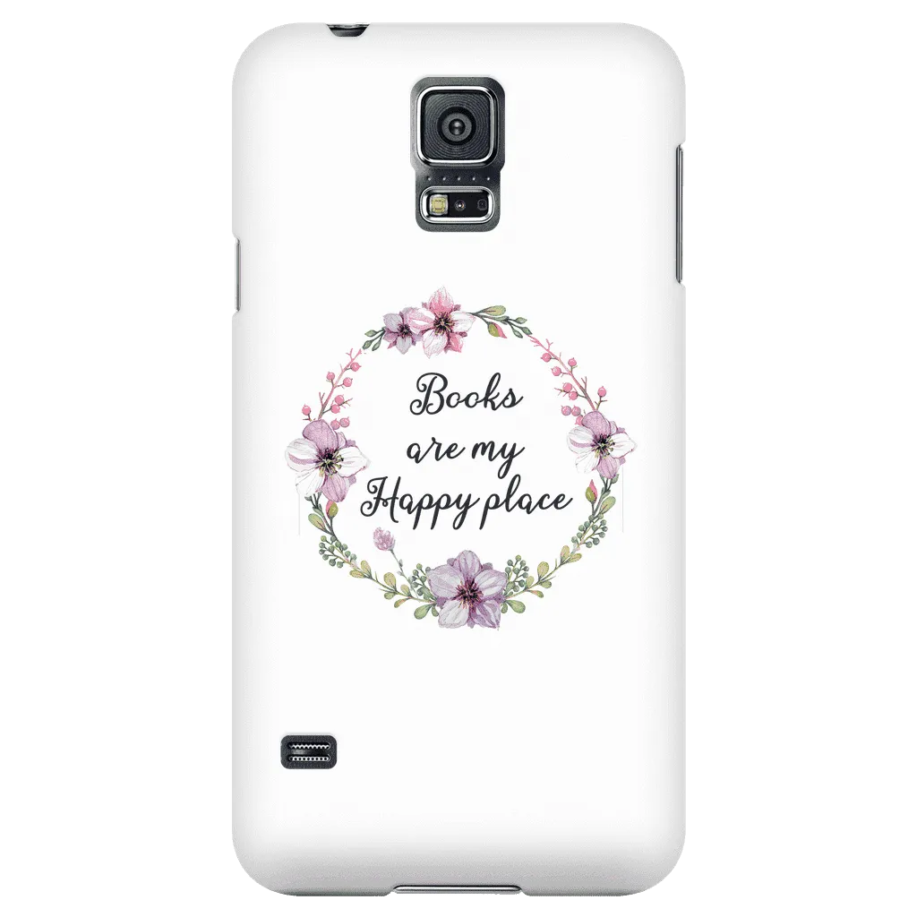 My happy place floral phone case white