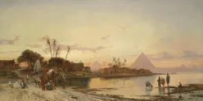 On The Banks Of The Nile - Hermann Corrodi - Vintage Orientalist Painting Of Egypt - Large Art Prints