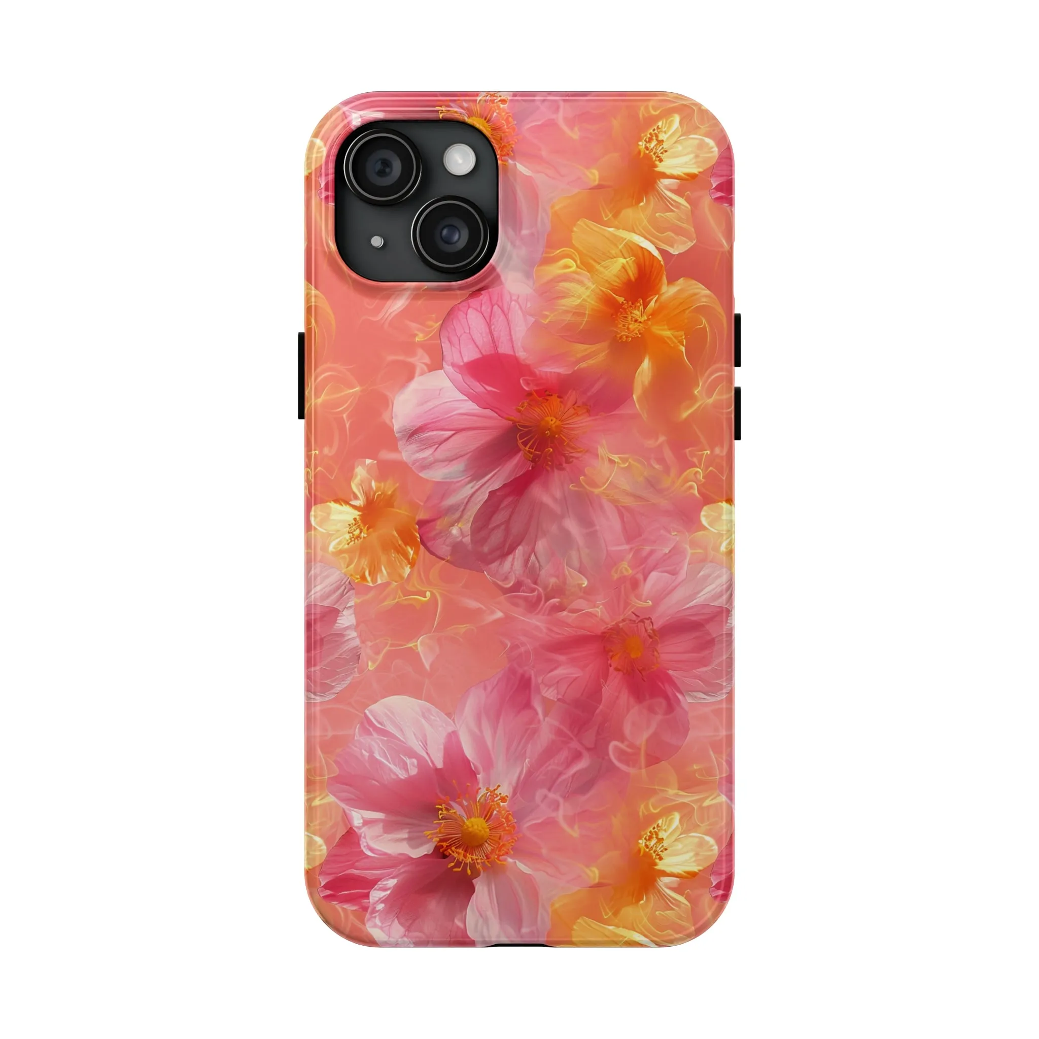Pink and Yellow Fantasy Floral pattern iPhone Case, Aesthetic Phone Cover, Artsy Floral Design, Protective Phone Cover compatible with a large variety of iPhone models, Phone Case, Gift