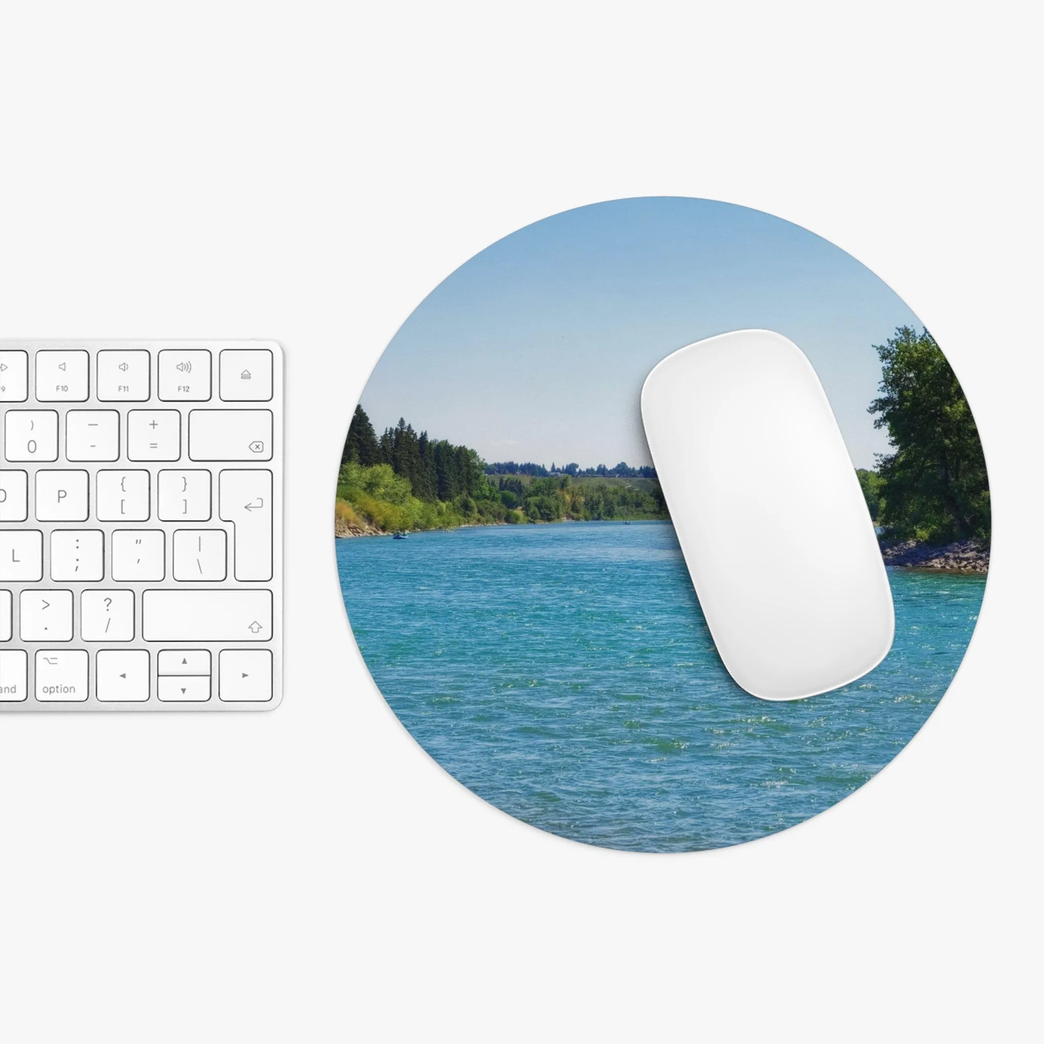 Round Mouse Pad - Bow River Bowness Park
