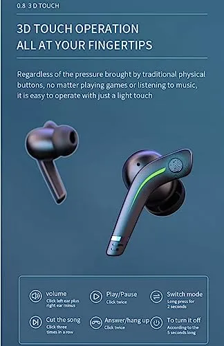 TUTT MD168 TWS Gaming Headset 5.1 65ms Low Latency Wireless Earphone Bass Sports Headphones Gamer Earbuds